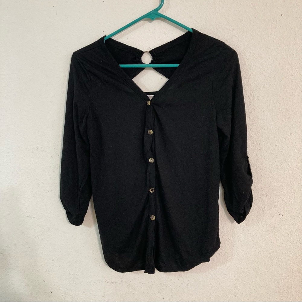 No Boundaries Black Button-Back Women's Top
